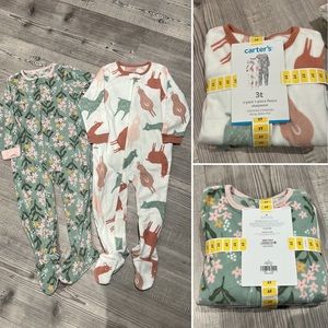 Carters 2-Pack 1-Piece Fleece Llama/Floral Pajamas
